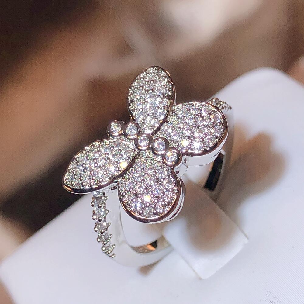 Exquis joli grand papillon blanc Zircon bague dames bijoux fête demande de mariage bijoux de mariée cadeau d'anniversaire dames bijoux