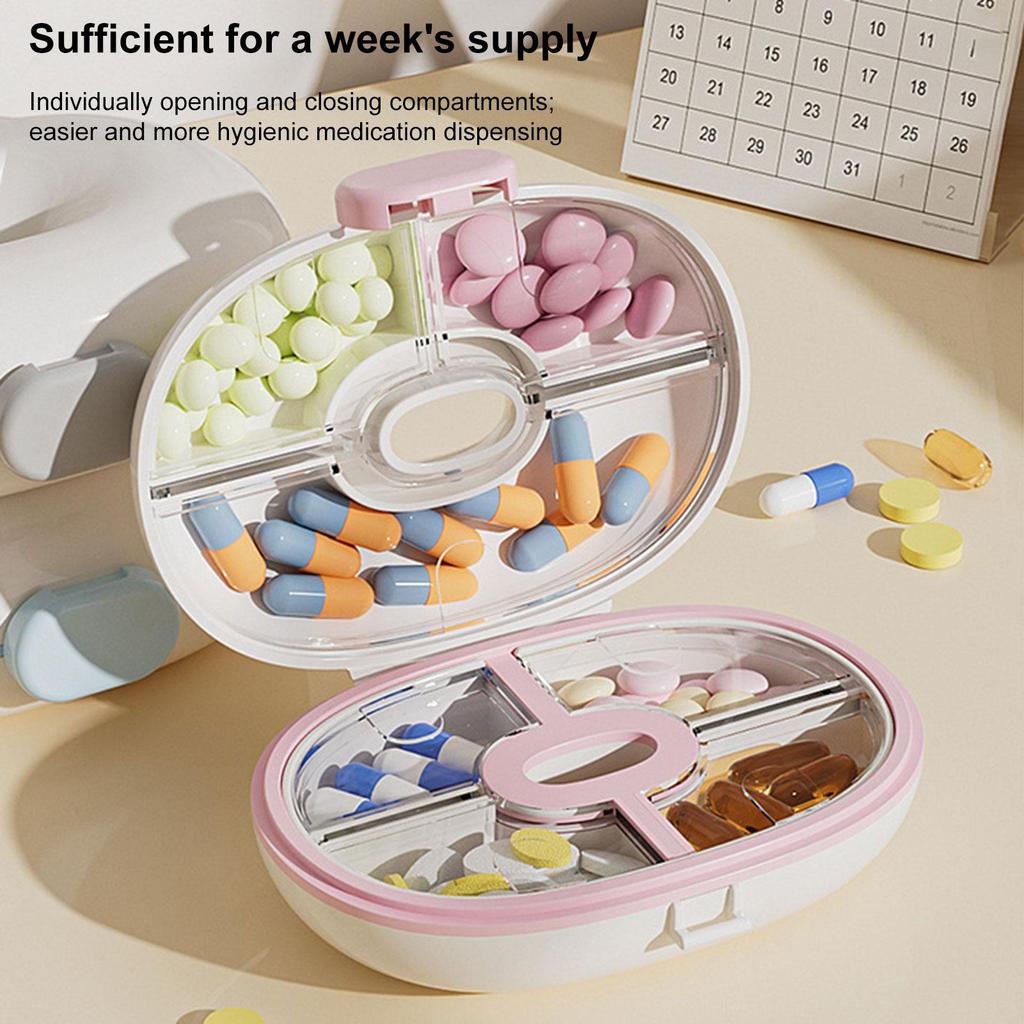 7Grid Organizer Container For Tablets Travel Pill Box With Seal Ring Small Box For Tablets Moisture-Proof Container For Medicine