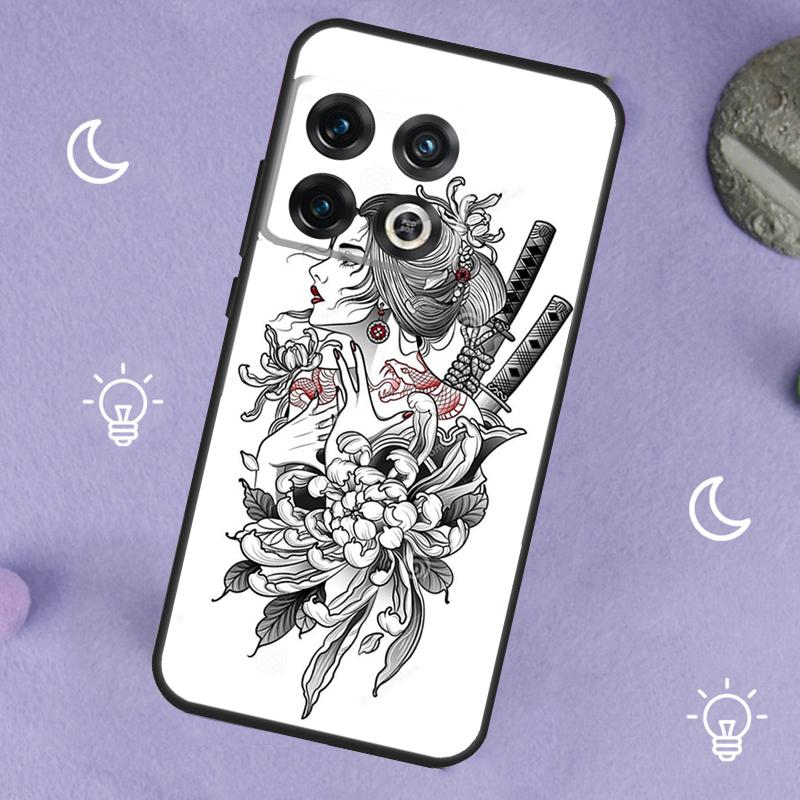 Samurai Warrior Geisha For OnePlus 13T 13R 12R 10R 10T 8T 11 12 13 15 Case For OnePlus Nord 5 CE 2 3 4 Lite N20 N30
