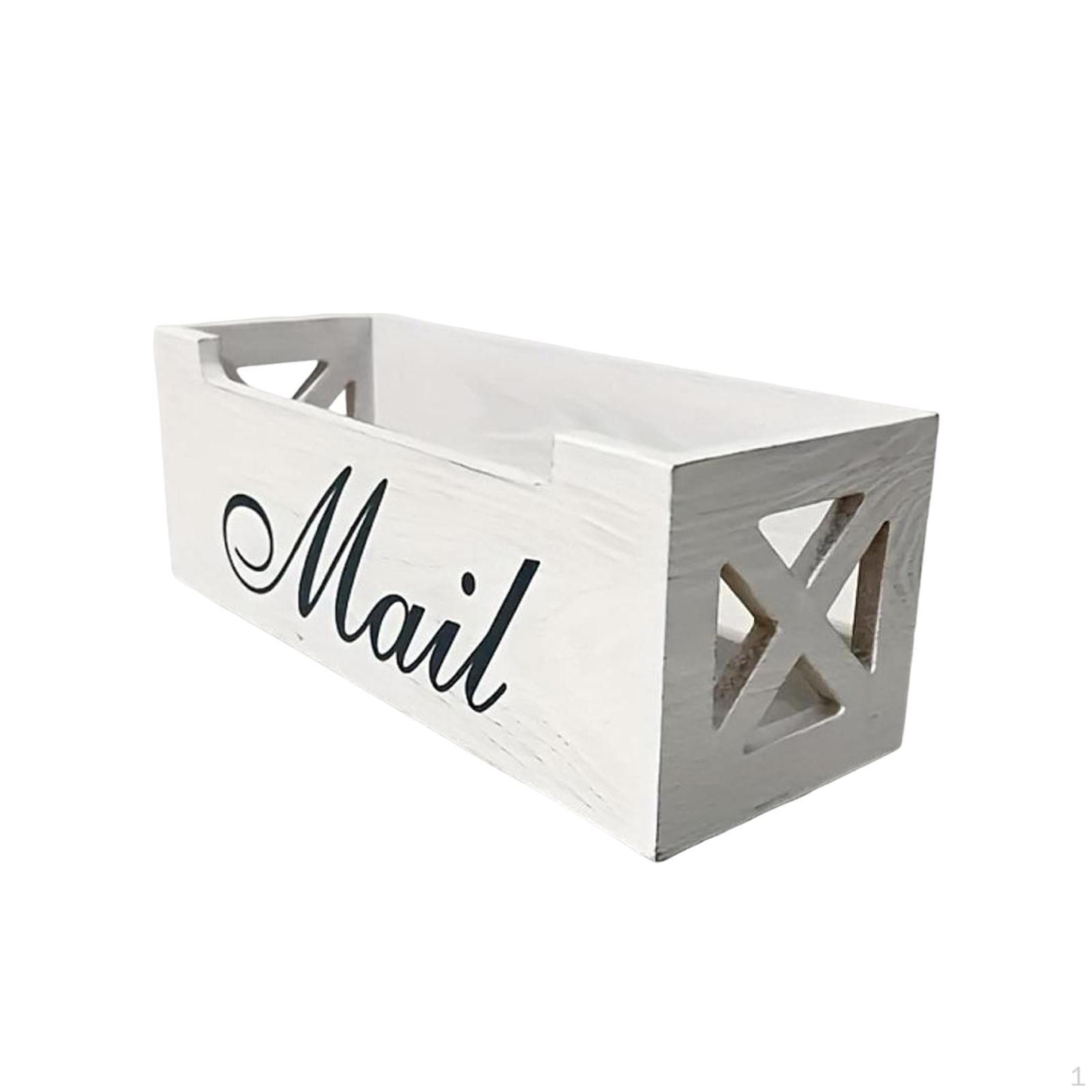 Letter Holder Mail Storage Box Rustic Wall Mounted Organizer Wooden Tray Handmade Tabletop