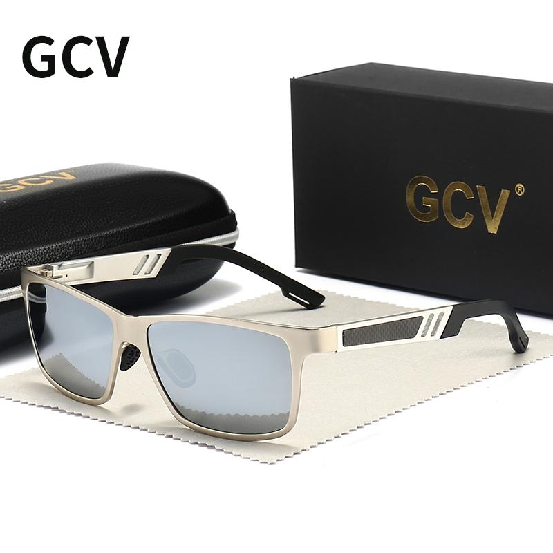 

GCV Мужские поляризованные солнцезащитные очки из алюминия и магния Солнцезащитные очки для вождения Очки прямоугольные очки для мужчин Oculos masculino Мужские UV400 Polarized серебряный