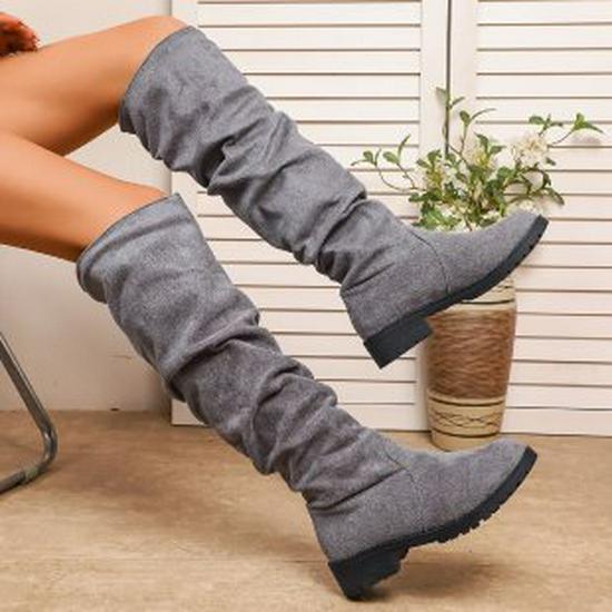 Women's Plus Size Sherpa Lined Western High-Top Chunky Heel Boots