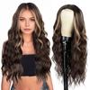 Women Long Curly Wig Middle Part Natural Silky Heat Resistant High Temperature Fiber Front Lace Wavy Black Brown Synthetic Hair