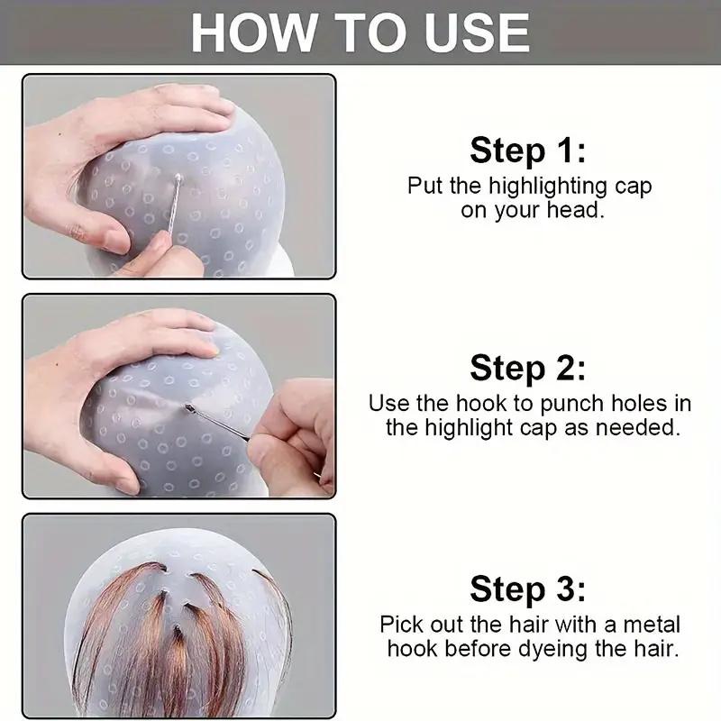 BEPAN Cuffia Riutilizzabile in Silicone per Colorazione e Meches con Gancio in Metallo Strumento Resistente al Calore per Tinture per Capelli Cuffiette per Tipping da Salone