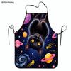 1pc Galaxy Cat Space Print Apron, Unisex Adult Cooking Apparel, Suitable for Men And Women, Universe Theme Kitchen Apron with Galaxy Cat Design, Comfo