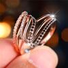 Luxury Female White Black Zircon Stone Finger Ring Vintage Rose Gold Color Wedding Band Bridal Jewelry For Women