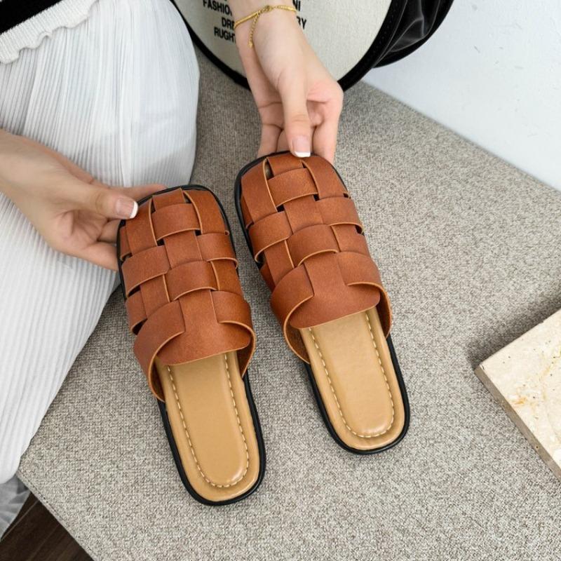 Hausschuhe Damen Neu Sommer Vintage Gewebt Hohl Sandalen Plateausandalen