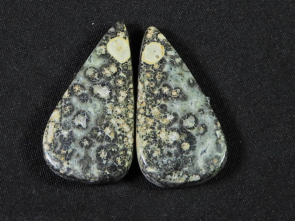 28Cts.Natural Leopard Skin Jasper Matched Pair Handmade Gemstone 29X15X04 MM SK-808