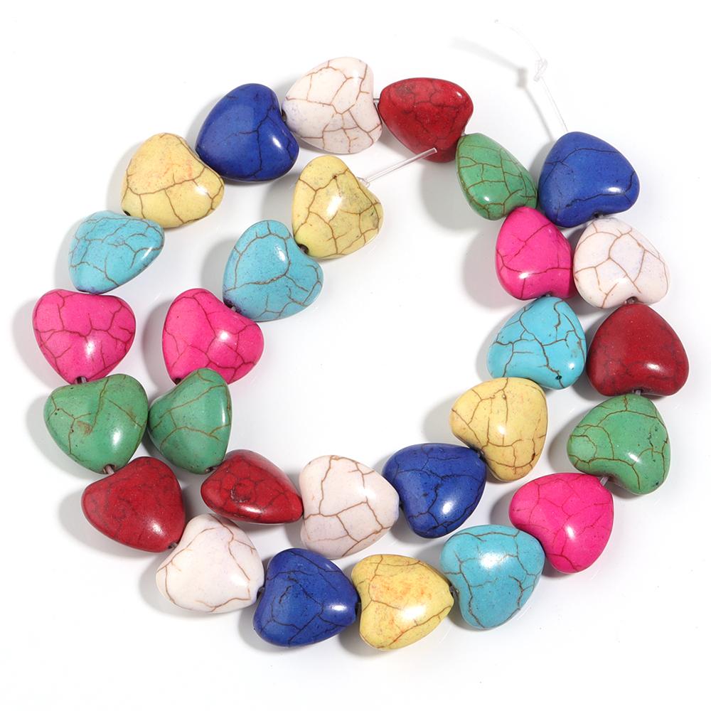 1 Strand Heart Shape Turquoise Beads Colorful Natural Stone Beads For Jewelry Making Spacer Beads DIY Bracelet Necklace Handmade