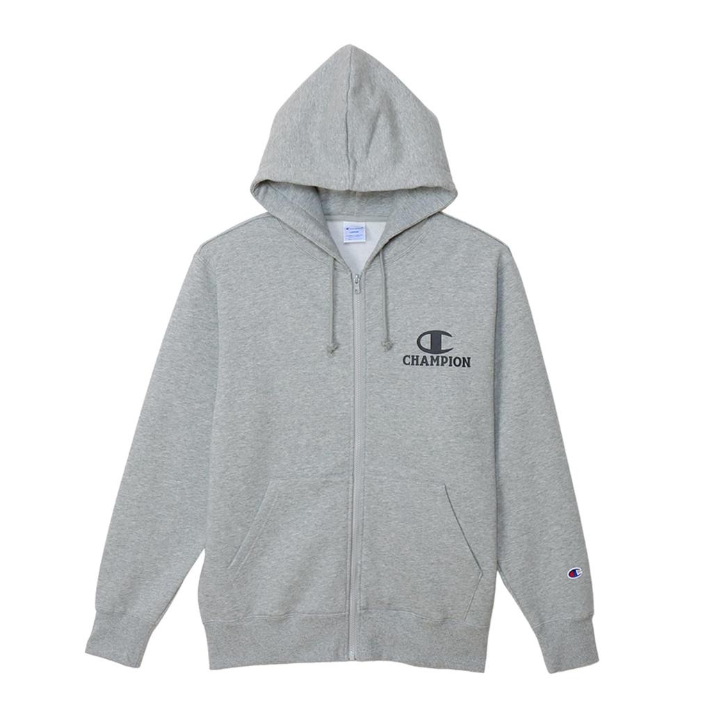 Champion Basic Zip Hooded Sweatshirt with Fleece Lining and Script Oxford Men's Logo, Gray, C3-Z107
