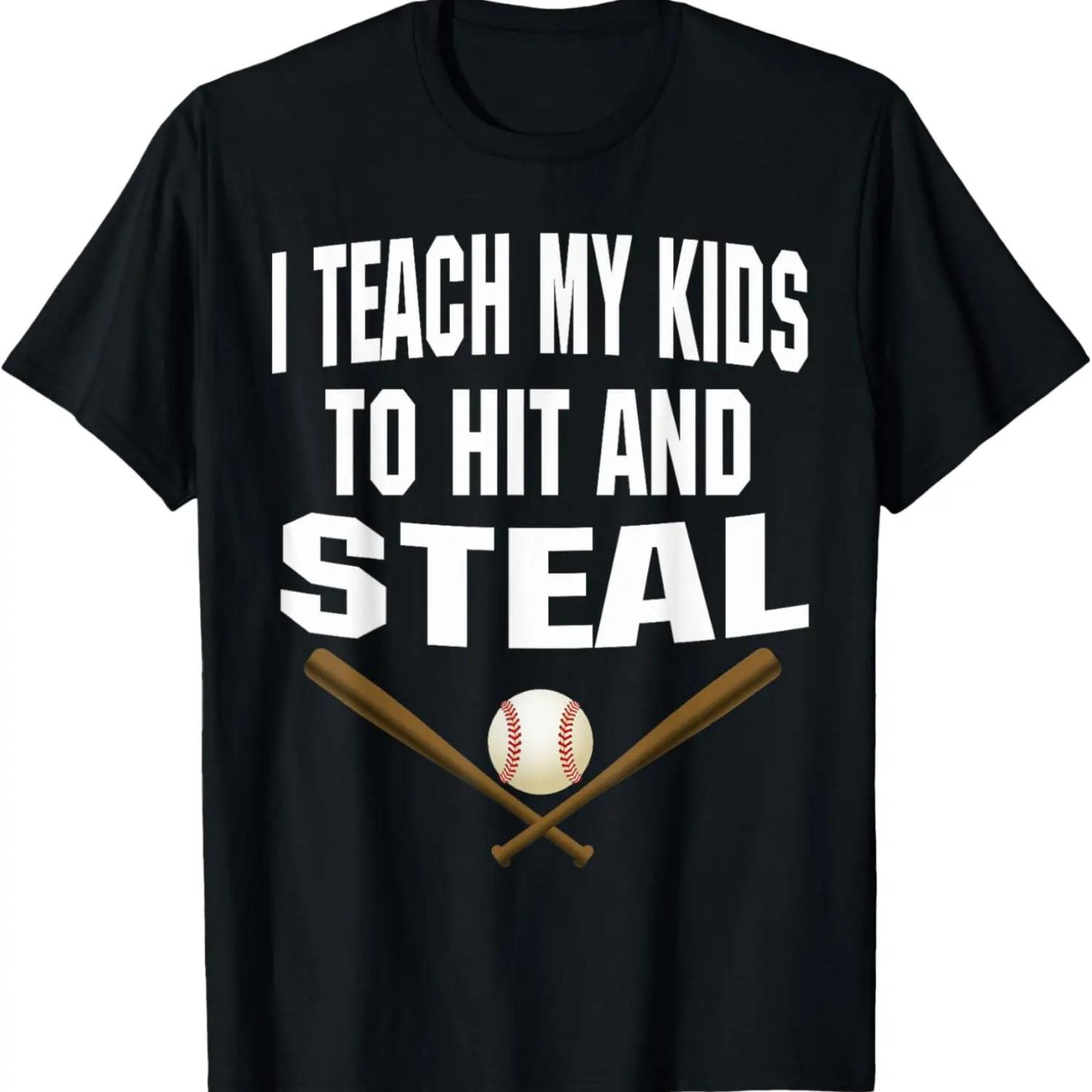

I Teach My Kids To Hit and Steal - Mom Dad Baseball Shirt XXXXXL чорний