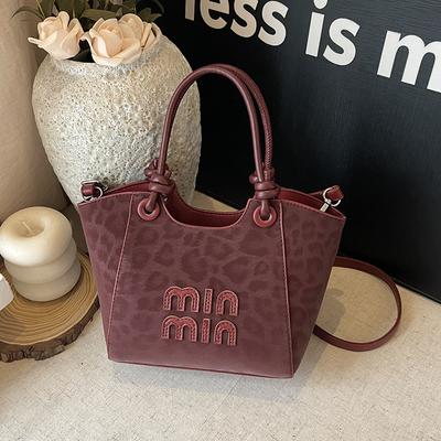 Premium wind handtas dames nieuwe mode luipaardprint bucket bag schouder messenger bag
