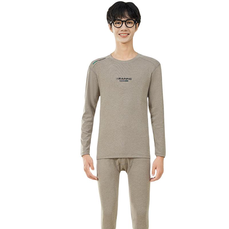 Ensemble de Sous-vêtements Thermiques d'Automne pour Homme: Pull et Pantalon en Laine pour Adolescents - Mélange Chaud de Coton