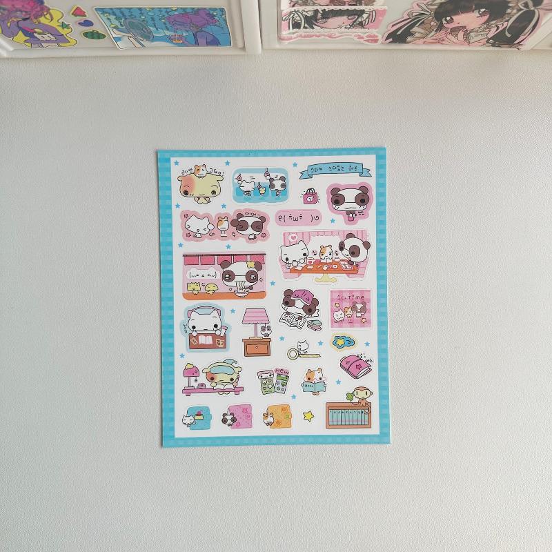 1/9szt. Koreański Styl Ins Kreskówkowe Zwierzę Kawaii Słodki Dzienny Notatnik Naklejki do Konta Ręcznego Scrapbook DIY Naklejki Dekoracyjne