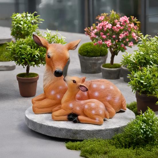 Garden Deer Statue Sika Deer Mother And Son Sculpture Weatherproof Outdoor Deer Statue for Lawn Backyard Patio Decor