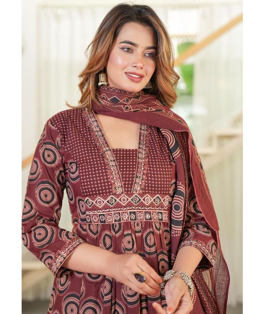 Indian Designer Cotton Kurta Pant Dupatta Set Women Bollywood Top Tunic Kurti Salwar Suit