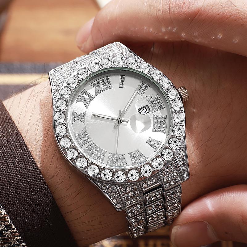 Neue Luxusuhren Herren Damen Iced Out Uhr Römische Ziffer Quarz Armbanduhren Herren Beste Geschenke Uhr Dropshipping