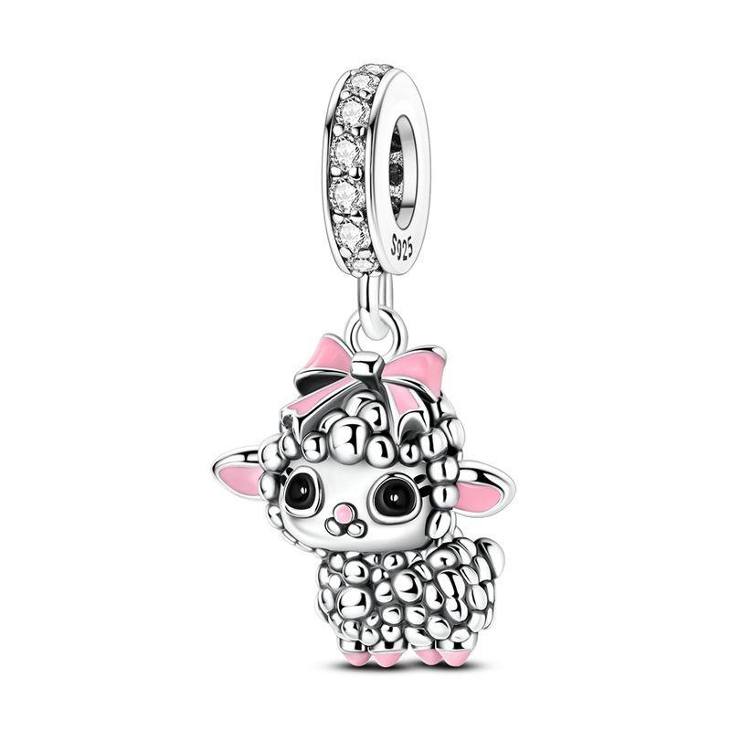 Original Charm 925 Pure Silver Rabbit Snowman Bear Whale Pendant Beads fit Women's Necklace DIY Bracelet Exquisite Jewelry Gif