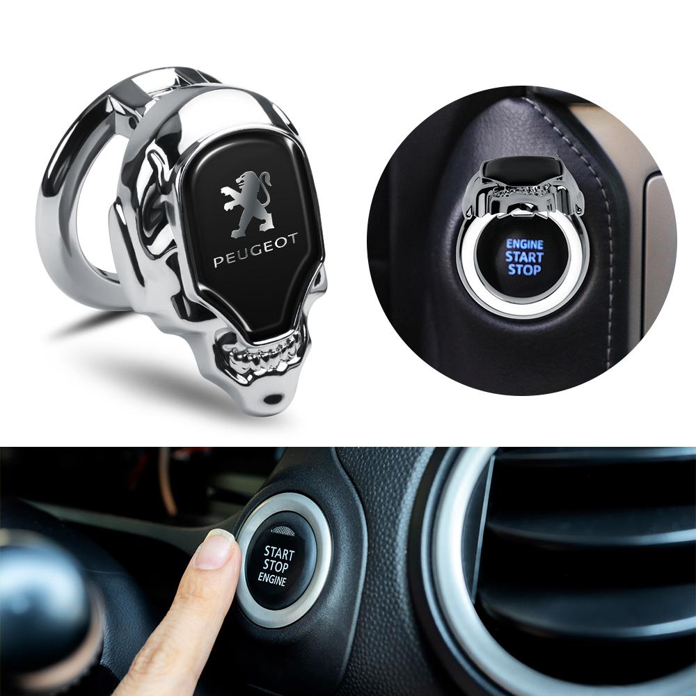 Car One-Click Switch Button Protective Cover Engine Start Stop Switch tire value For Peugeot 206 207 208 2008 306 307 107 3008