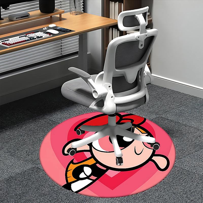 Powerpuff Girls,Blossom Chair mat Round Rug-Office carpet, Machine Washable, Non-slip, Suitable for Living Rooms, Bedrooms, Entryways, and H 80cm by 80cm