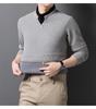 Men's Autumn/Winter Thickened Long-Sleeve Top, Half-High Collar, Plus Velvet Warm Knit Base Layer.