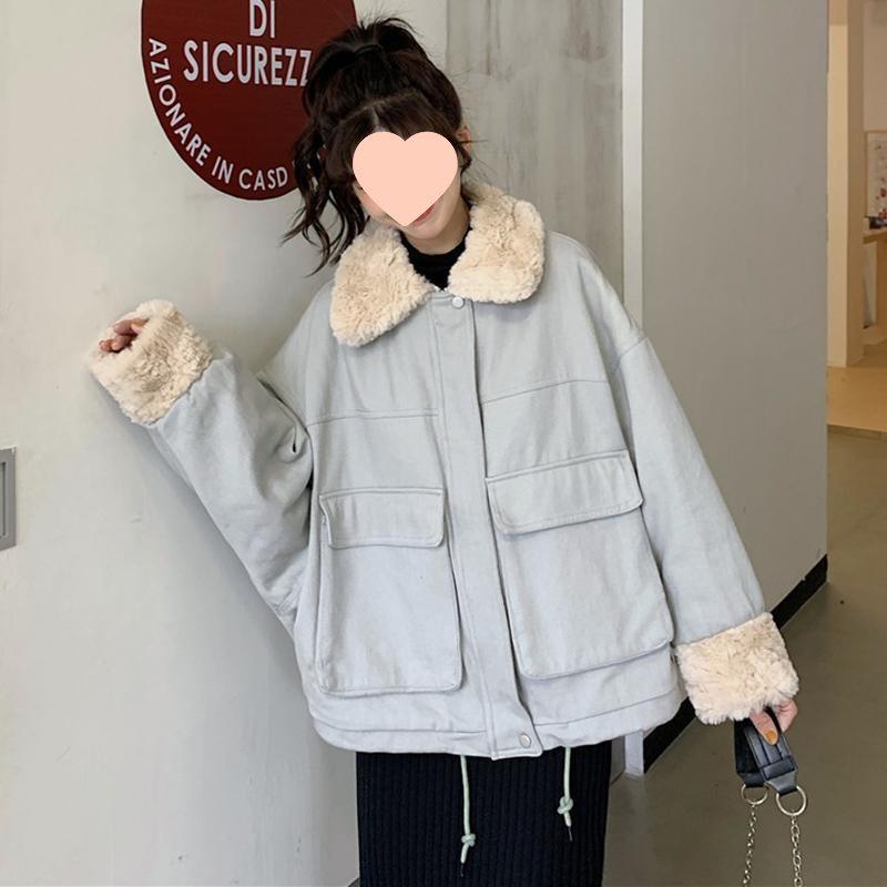 Women's Thickened Cotton Jacket - Imitation Lambswool Coat for Autumn/Winter 2025, Small Size, Loose Fit.