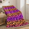 Black leopard spots on a gradient background of orange, pink, and purple. for all seasons blanket lunch break throw gift