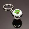 Breloc Glob de Cristal cu Design de Trifoi cu Patru Frunze și Gărgăriță Farmec Norocos Accesoriu Inel Metalic pentru Genți și Chei