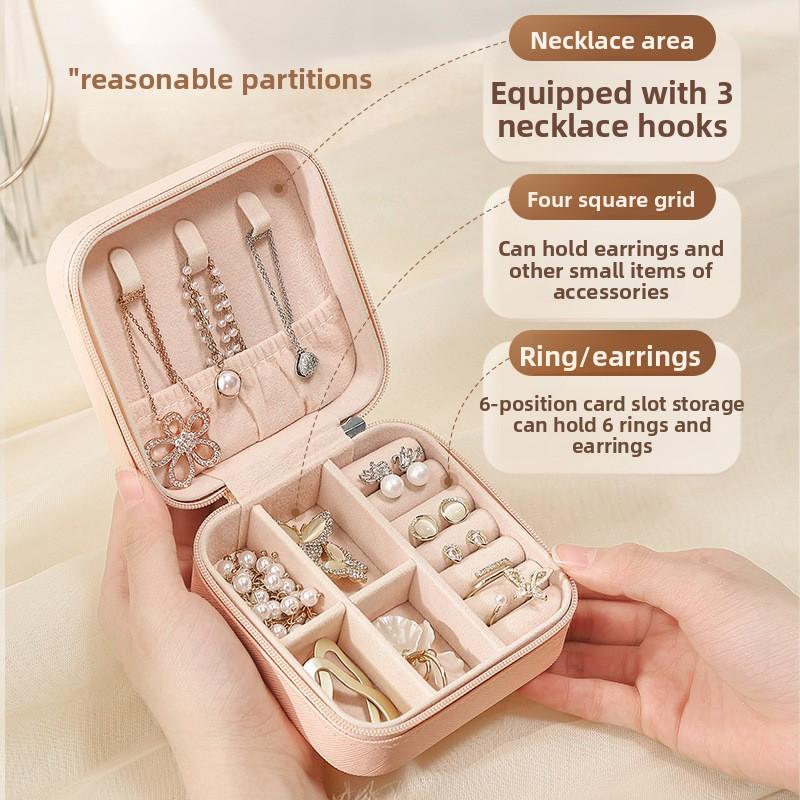 Mini Jewelry Box Storage Box Bag Small Pu Necklace Earrings Stud Earrings Jewelry Box Portable Jewelry Box