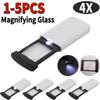 1-5 st 4X Förstoringsglas Vikbart Mini Fickförstoringsglas Med LED Handhållet Upplyst Förstoringsglas för Läsning Smycken