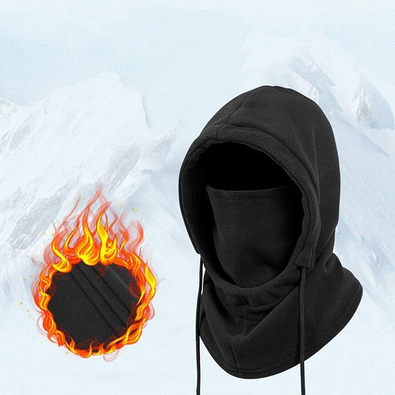 Winterwarme Mütze mit Maske und Nackenwärmer Unisex Sturmhaube Kapuze Winddichte Maske mit Kordelzug Reitkopfbedeckung Warme Mütze