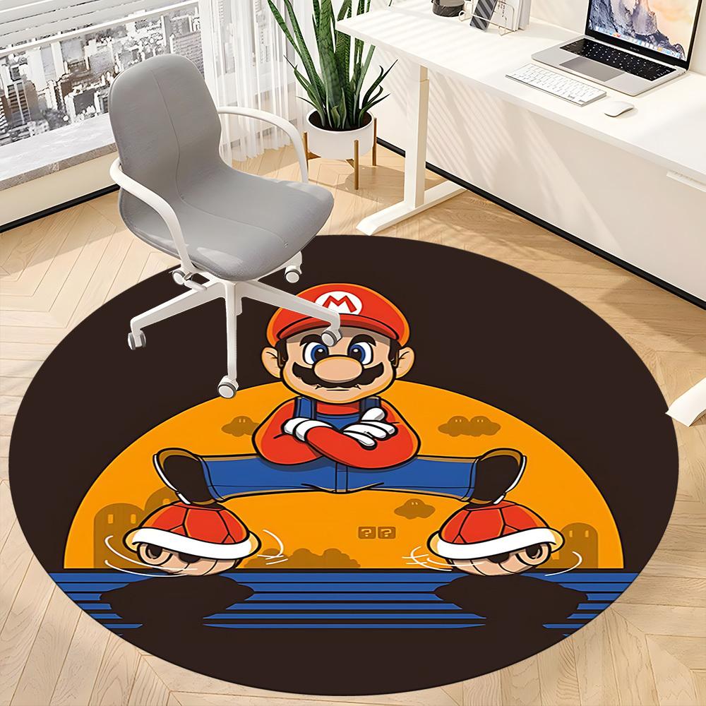 1pc Mario Bros Office Round Area Rug, Under Office Chairs Bedroom Living Room Home Decor A1022354