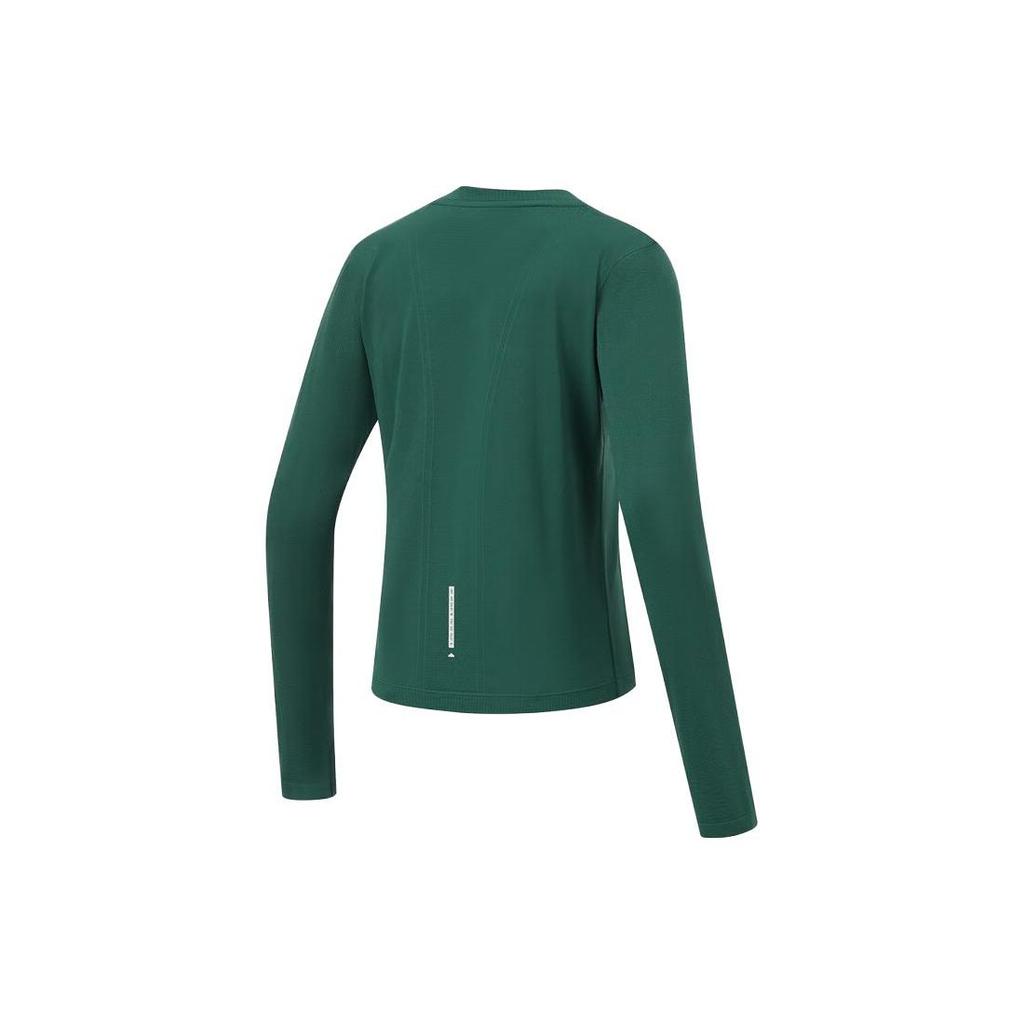 Li-Ning Running Series Solid Color Slim-Fit Long Sleeve T-Shirt Women Tops Dark-Green ATLT082-6