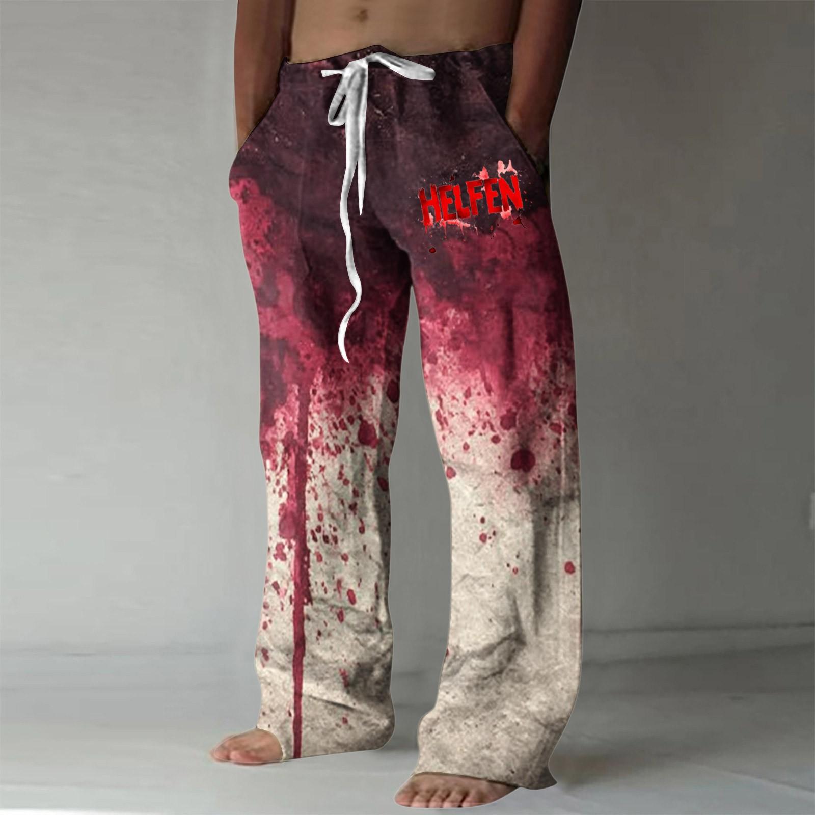 

Мужские повседневные свободные и удобные повседневные брюки, хлопковые льняные брюки с принтом на шнуровке XL