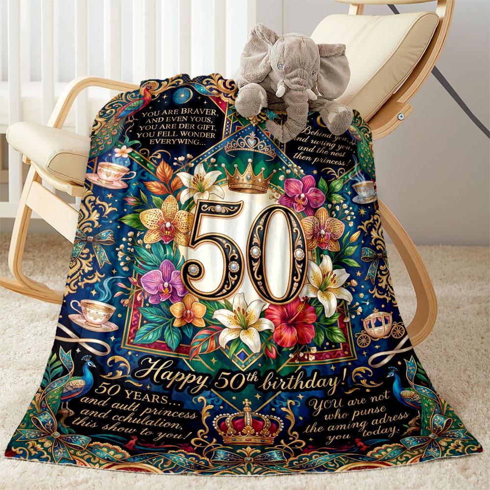 Vintage Milestone Birthday Blanket Soft Warm Cozy Perfect for Bedding Sofa Couch for All Seasons Modern Ideal Gift for Friends Family Couples Picnic