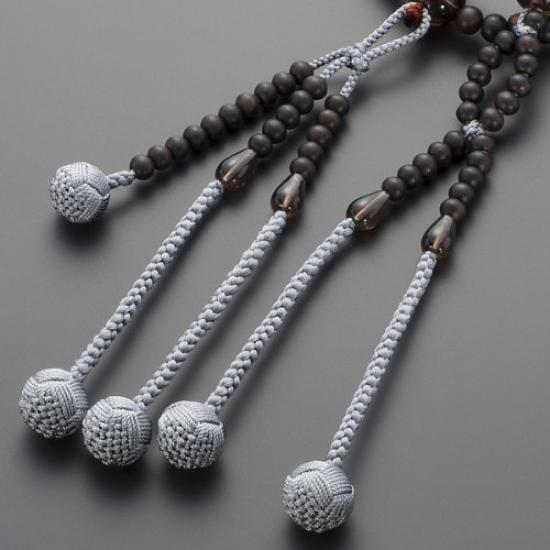 Buddhist Altar Shop Takita Shoten Buddhist Prayer Nichiren Sect Formal Prayer Beads Striped Ebony with Brown Crystal 2 Shaku Silk with Flower Brahma
