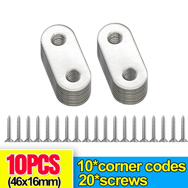 Stainless Steel Corner Bracket Metal Flat Straight Brace Fixed Connecting Plate Corner Brackets For Reapiring Furniture Cabinet