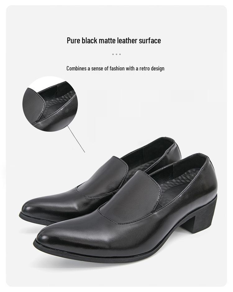 Plus Size Men's Formal Pointed Toe Leather Slip-on Shoes - Spring/Autumn 2025