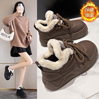 Platform Shoes Children's 2025 Winter New Thickened Snow Boots Piled Warm Cotton Shoes Women's Shoes