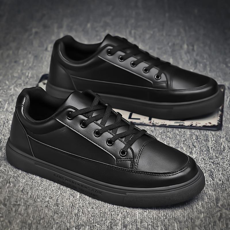 Casual leather shoes summer black kitchen chef board shoes breathable large size sneakers