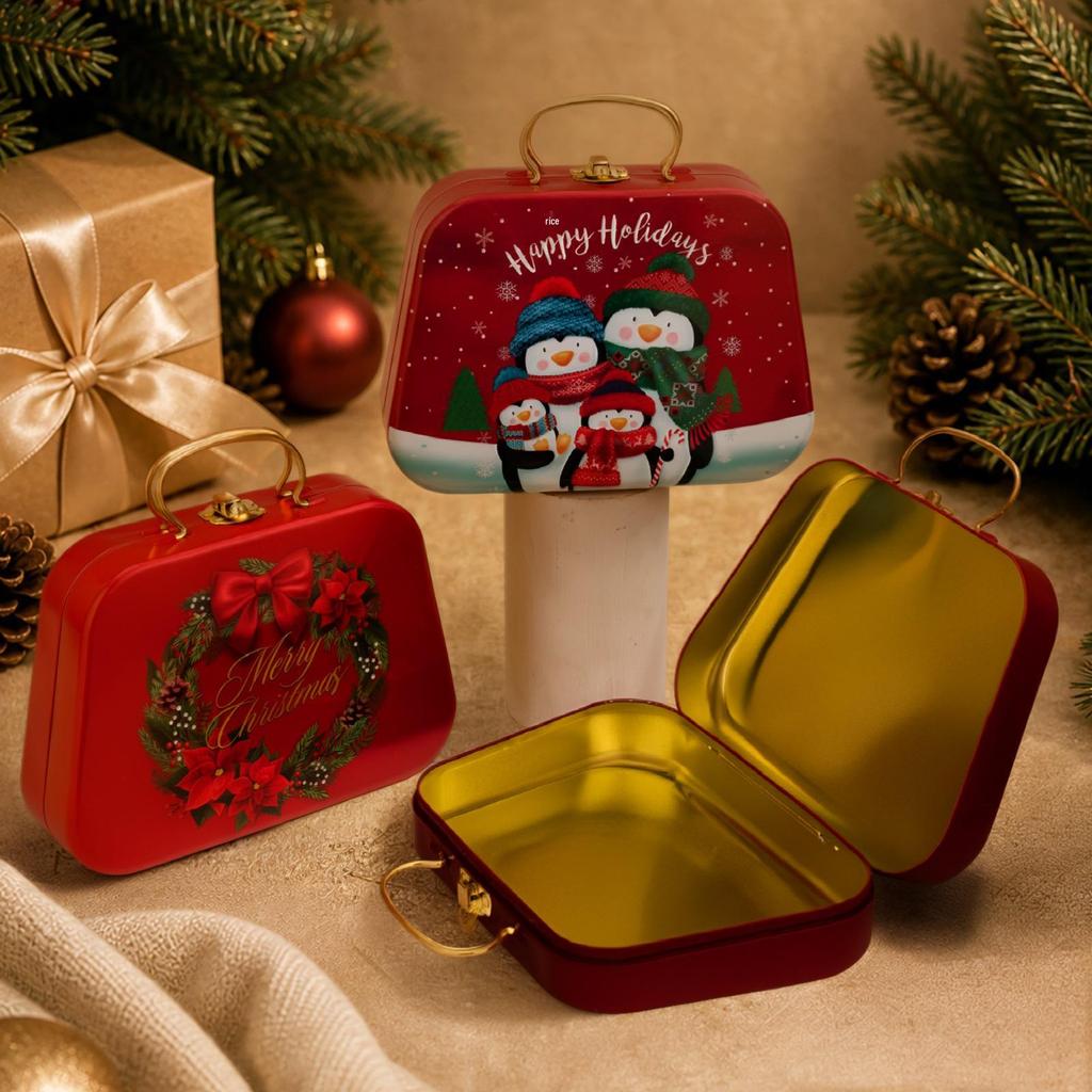 Christmas Penguin Mini Tin Handbag - Candy, Biscuit & Souvenir Gift Box