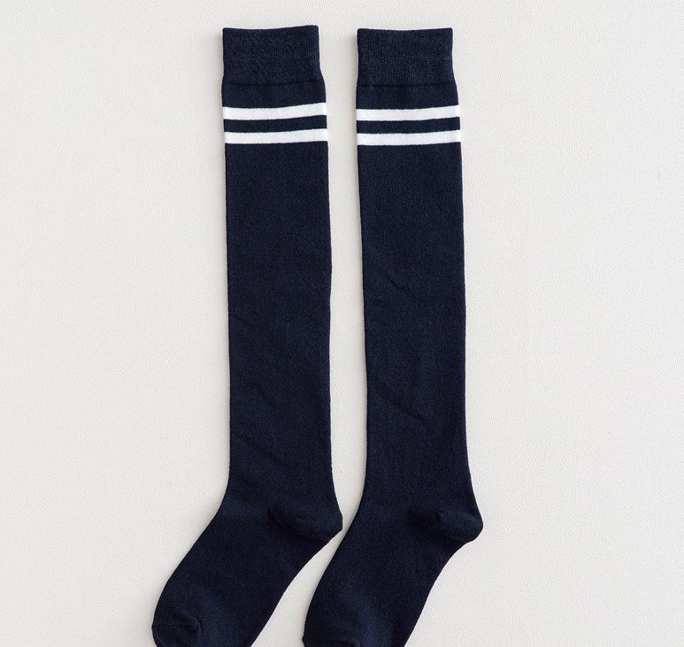 Academy Style Women's Striped Knee-High Cotton Socks - Three Stripes, Perfect for Dance Performance