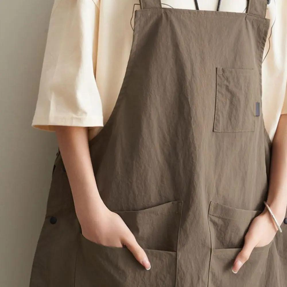 New Double-Sided Kitchen Apron Waterproof Adjustable Waist Apron Unisex Pure Color Chef Apron Household Kitchen