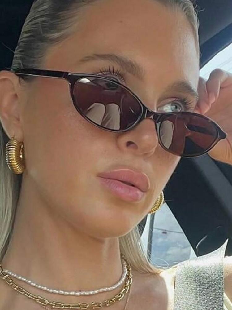 Women'S Retro Oval Sunglasses Leopard 90S Vintage Cateye Frame Fashionable Lightweight Comfortable Sun Glasses For Female Uv400