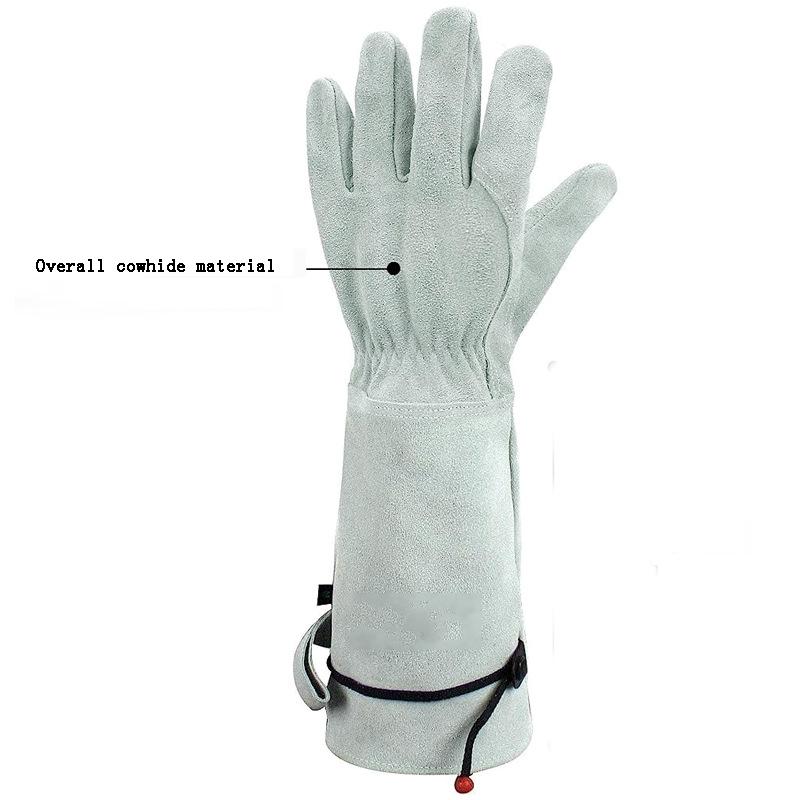 Rindsleder Lange Gartenhandschuhe Durchstichsichere Arbeitsschutzhandschuhe Abriebfeste Handschuhe für Garten- und Baustellen