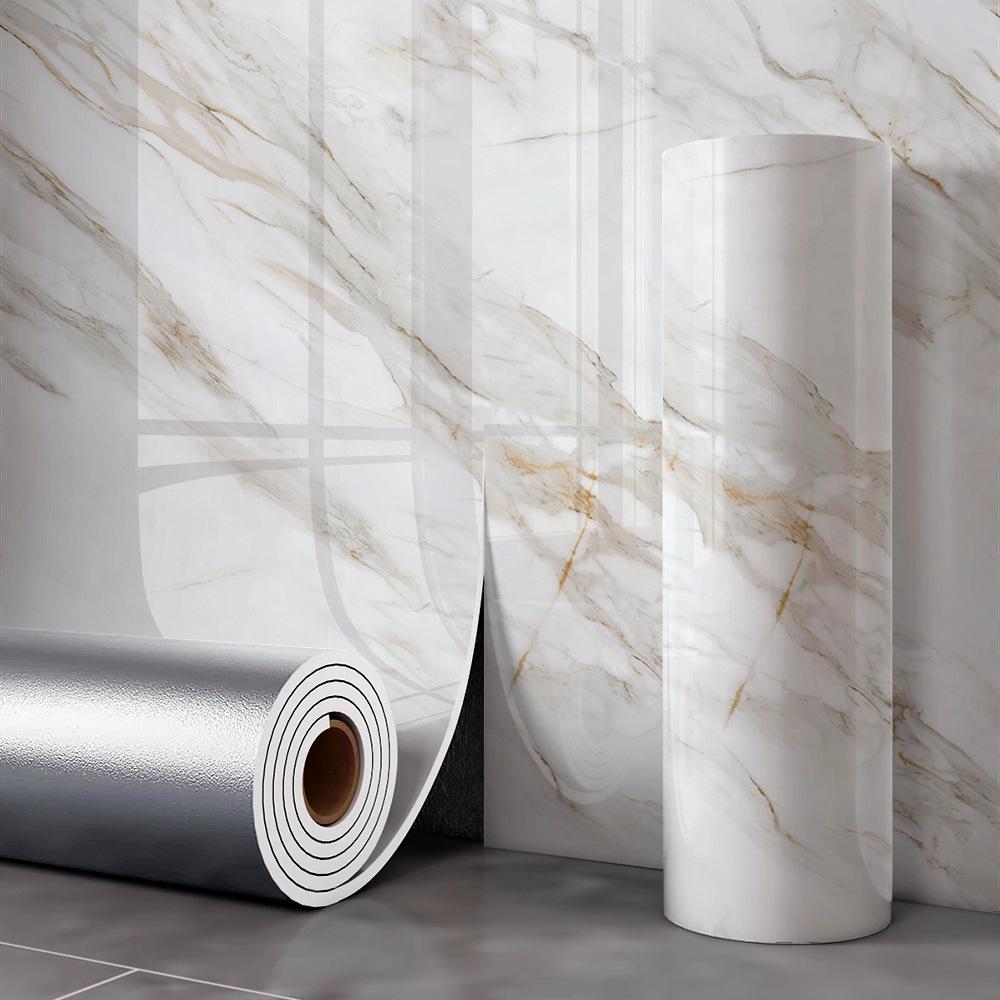 Gold-Plated Marble-Style Waterproof Wall Stickers for TV Backgrounds