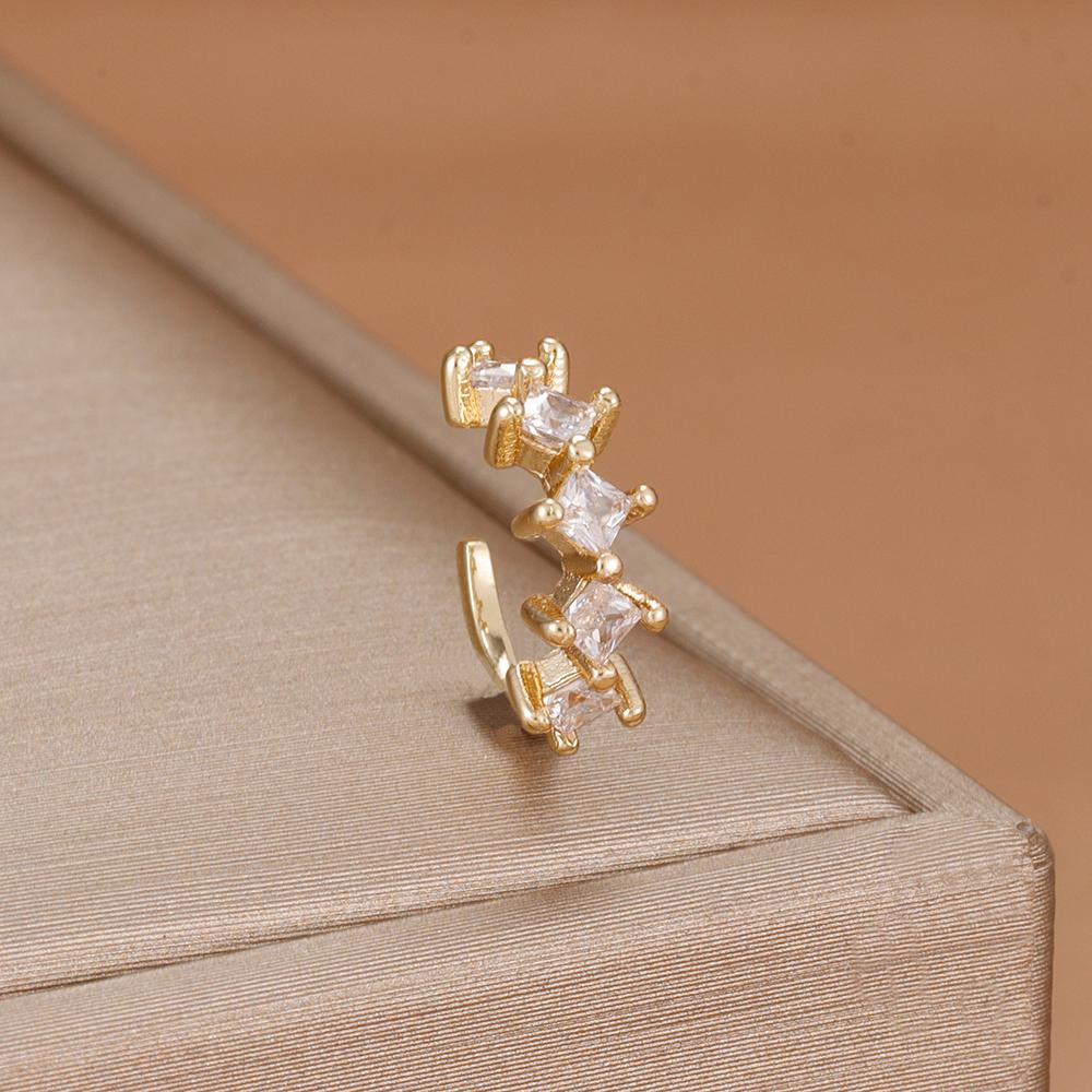 1Pc Simple Square Zircon Earcuff Clips On Earring for Women Girls No Fake Piercing Cartilage Earrings Ear Ring Without Hole