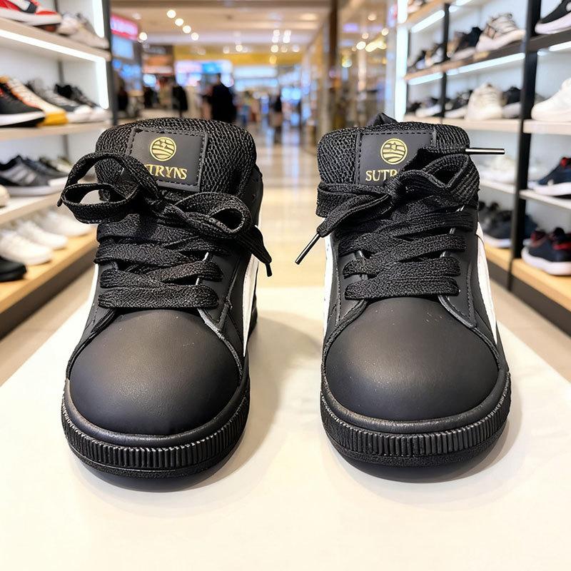 

Ретро черные туфли-хлеб в гонконгском стиле, женские, ins, осенние, новые, студенческие, универсальные, спортивные и для отдыха, обувь на доске, мужские 44 чёрный