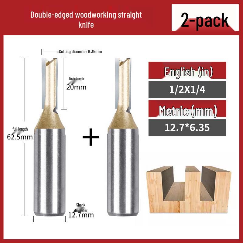Tiangong Double-Edged Woodworking Carving & Trimming Milling Cutter, Lengthened Wood Milling & Grooving Tool.