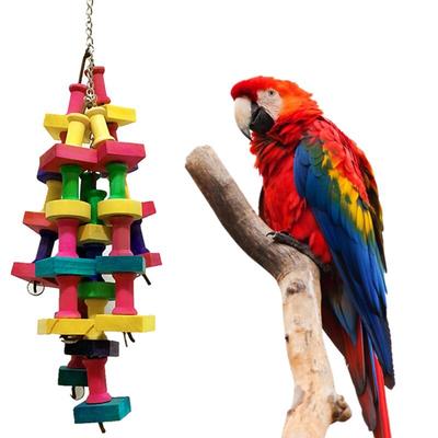 Building Blocks Toys for Small, Medium and Large Parrots, Pet Rainbow Bite String Toys, Chewing Toy for Birds